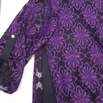 تونیک گیپور،قواره آزاد،تک رنگ بنفش بادمجونی،آستر دار،آستین یه ربع